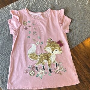 Pink Short Sleeve Tee with Fox Design